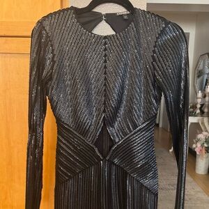 Express Black Sequin Long Sleeve Mini Dress